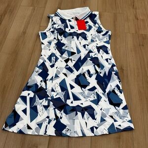 NWT Freeye Sleeveless Golf Dress | Blue & White Abstract Print | Size M
